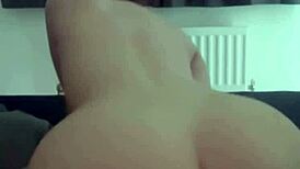 slutty british gf masturbates with dildo on webcam then deepthroats pov