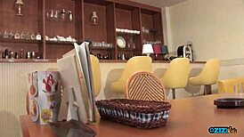 Kitchen Bitch SUCKS Cock Then Takes Ass Cake