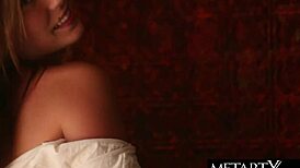 Sexy neighbor fingers wet pussy in kitchen