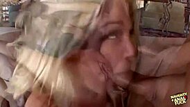 her plump rear teased. blonde craves intense group anal play