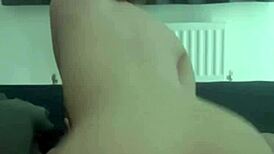 slutty british gf masturbates with dildo on webcam then deepthroats pov