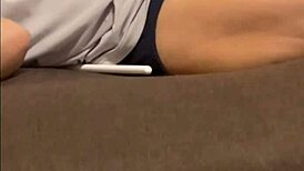 Sleeping Asian Wife's Tits and Pussy Licked on Sofa After Undressing