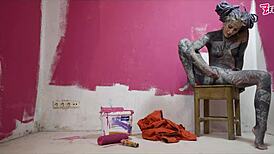 skinny tattooed babe stretches wet asshole with anal toys fingers and dildo till squirting gape