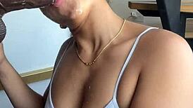 Latina teen chokes on huge cock deepthroat from amateur boyfriend