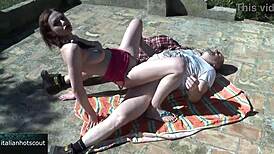 damn girl with fair skin fucks outdoors wild 😍 cock riding cumshot