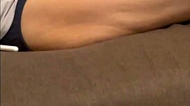 Sleeping Asian Wife's Tits and Pussy Licked on Sofa After Undressing