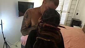 brazilian moans hard on tattooed whiteys thick huge cock pov