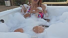bikini latina milf joi sprays cum on jacuzzi ass cheeks