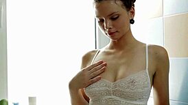 antoinette's hot bath dildoing teases her shaved pussy underwater