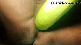 village wife teases bottle gourd deep