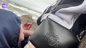 Big ass beach babe bends over for monster cock doggystyle pounding