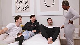 Roommate ebony craves a wild spanish brothers holiday orgy party?