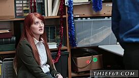 Blonde teen police officer feels raw thrill pounding old redhead in office hardcore arrest