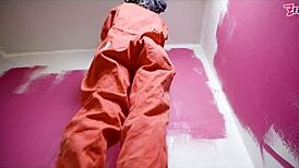 skinny tattooed babe stretches wet asshole with anal toys fingers and dildo till squirting gape