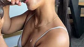 Latina teen chokes on huge cock deepthroat from amateur boyfriend