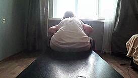 Chubby Milf Big Boobs Saggy Tits Toys Dildo Stockings Closeup Masturbation