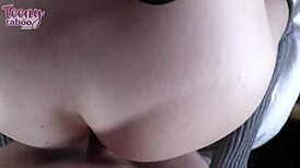 claire roos' petite blonde babysitter ass stretched wide in hotel creampie ride