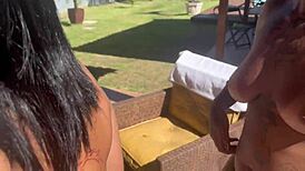 brazilian latina brunettes from beach job party get anal fucked by african nerd
