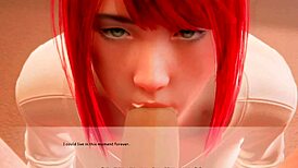 Redhead's Juicy Pussy and Blowjob Tease in Julie's Playful Room Game