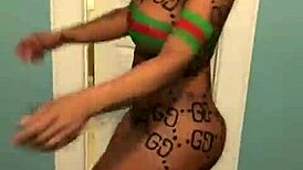 african stripper rips clothes twerks naked private show for me