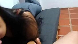 homemade latina deepthroat leads to dripping facial shock