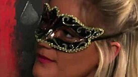 Foxy beauty kneels for extreme bukkake blowbang, swallows every facial cumshot load