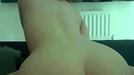 slutty british gf masturbates with dildo on webcam then deepthroats pov