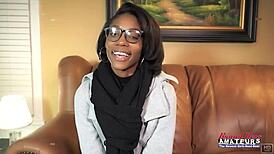 hey sylvia the nerdy brunette cutie blows my big dick then rides it after fingering herself