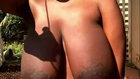 pregnant ebony teases with huge boobs