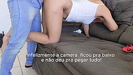 Hot wife arches big ass for husband's pounding in mother-in-law's living room cumshot!