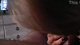 Wifey slurps sloppy fruit roll-up blowjob mess!