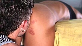 monster cock bends her over sofa for pussy licking