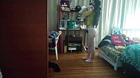 laura dances sexy in underwear after boss fucks her petite frame