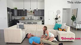 Petite stepdaughter revives stepdad's cockhead with taboo CPR suck