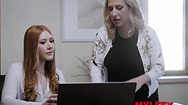 Hey boss, wanna fuck your new secretary and hot babe on desk?