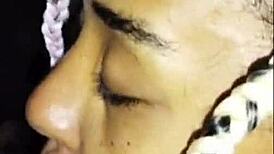 skinny puta slurps huge cock then rides it like crazy colombian whore