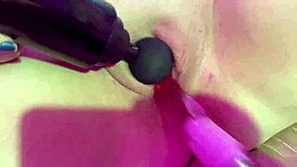 Pixie rides vibrating sex machine to squirting solo orgasm 😍🔥💦!!