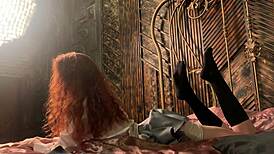 peek behind scenes at nude redhead petite cosplay art shoot