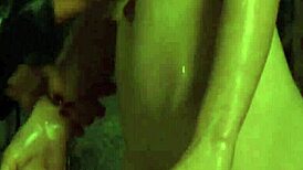 Dom mistress gropes and washes bound big boobs lesbian slave in garage