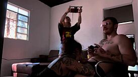 Behind Scenes Sucking Carmona While Playing Video Game Bareback Assfuck