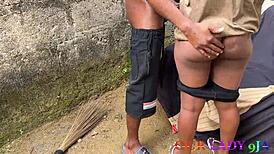 naughty uganda girlfriend fucked hard outdoors on chair!