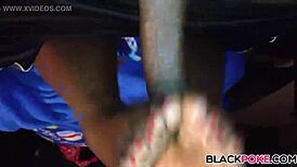 Ebony Wife's Toes Tease Hubby's Cock in HD Footjob