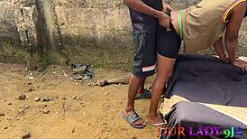 naughty uganda girlfriend fucked hard outdoors on chair!