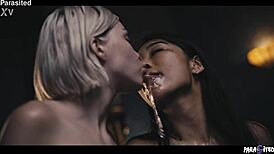 lesbian cabin threesome turns brunette into foot fetish fuck toy slimy squirt