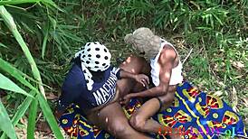 imagine a nigerian bbw housewife caught outdoors fucked doggystyle by bbc vigilante in african bush
