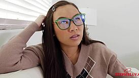 cute brunette teen kimmy kim rides jay rock's monster cock deep with facial cum finish