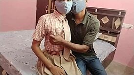 Desi virgin teen student loses it to big cock doggy style