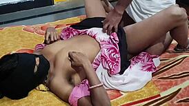 indian hot wife gives handjob footjob then rides cowgirl style