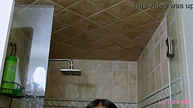 girl next door model steps in shower