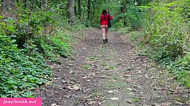 hot milf jeny smith... uh shes teasin her big ass then shoves that anal dildo deep in the forest wearin heels n skirt